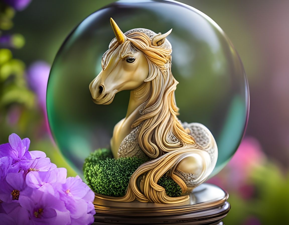 a Unicorn Statue Inside a sphere. AI Generated Artwork NightCafe