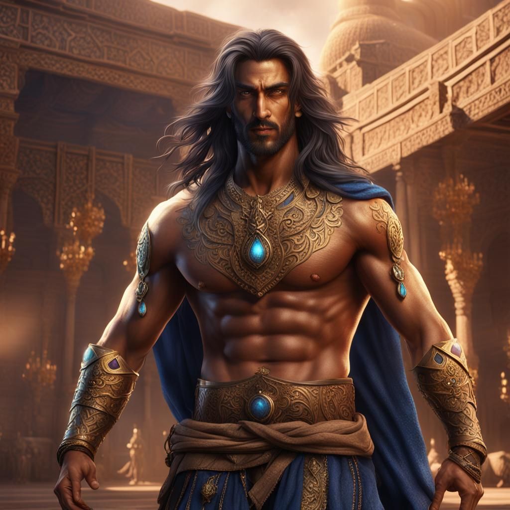 Arabian Prince with Six Pack Abs: Fantasy Art