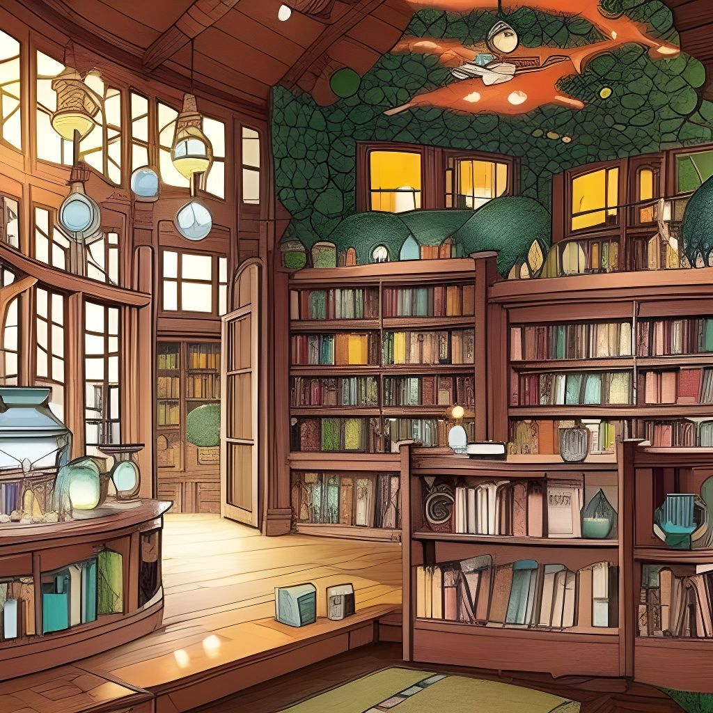 Bookshop cafe - AI Generated Artwork - NightCafe Creator