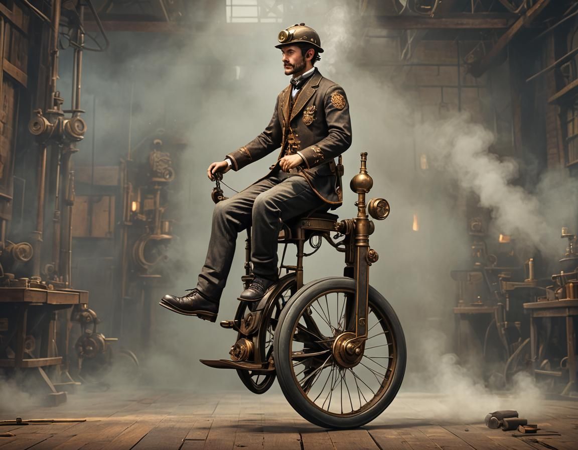 Steam powered unicycle AI Generated Artwork NightCafe Creator