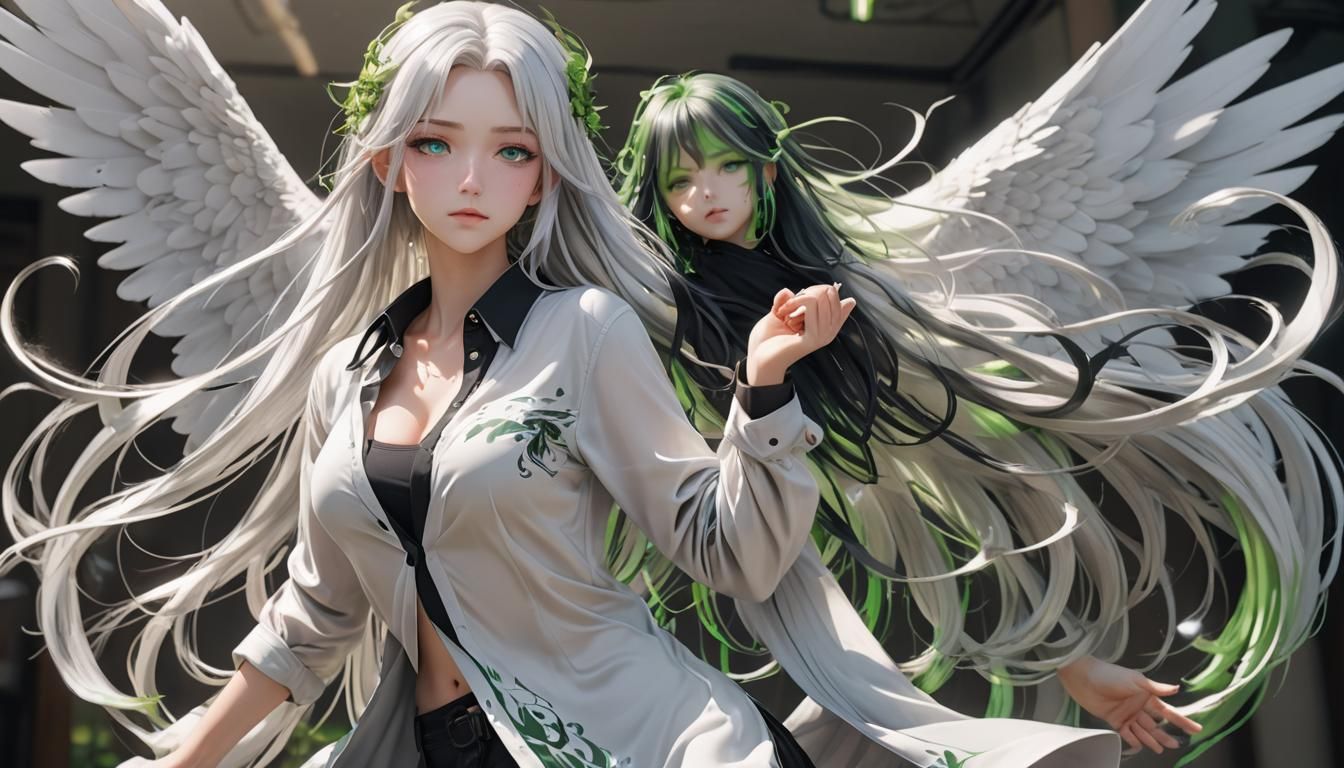 Anime Girl with Angelic Aura in 3D