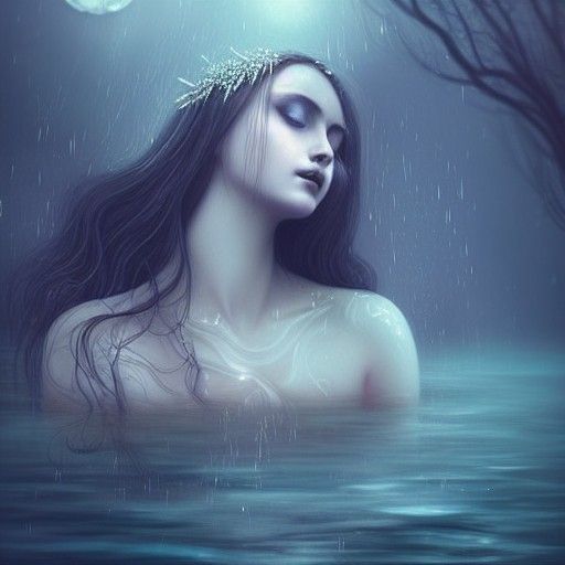 Water Nymph Enjoys the Feel of the Rain