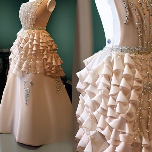 Realistic Dress with silk layers, awards ceremony dress, bea...