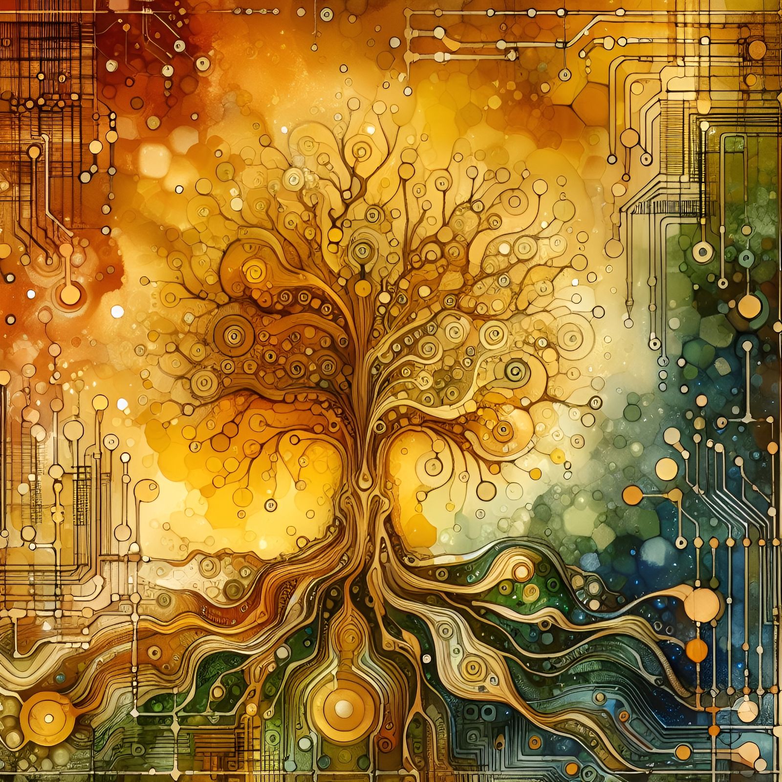 [Full Gallery:] Yellow Fractal Trees  (Dall-E-3,  02jan24)