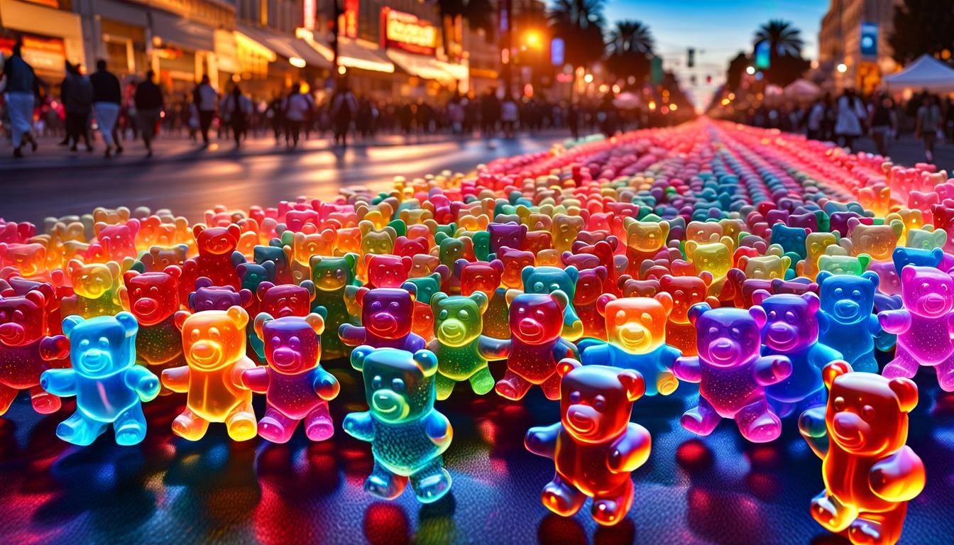 Neon Gummy Bears on Parade