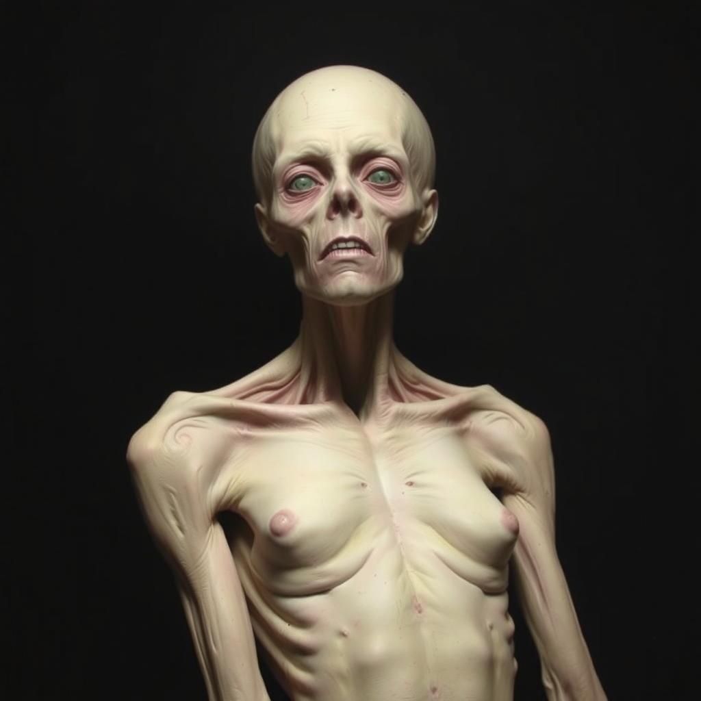 A surreal portrait of a figure that seems nearly human