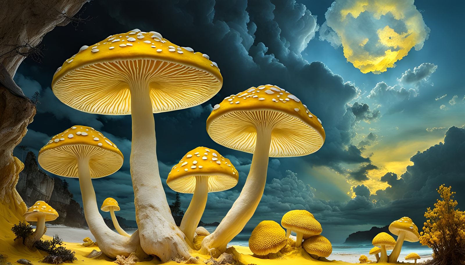 Yellow Seaside Shroomies  by @lawrencelot
