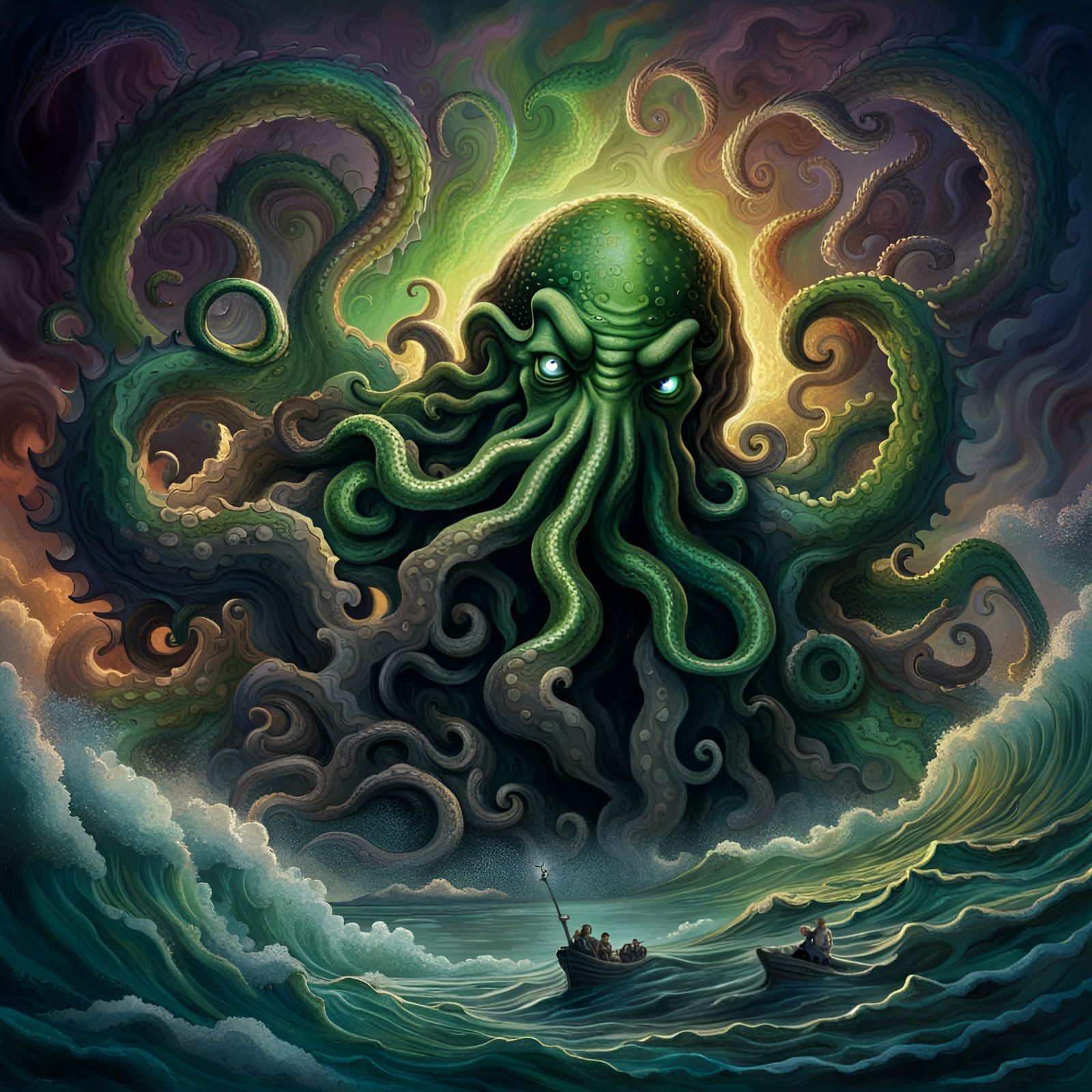 Cthulhu terrorising the seas. H P Lovecraft. - AI Generated Artwork ...