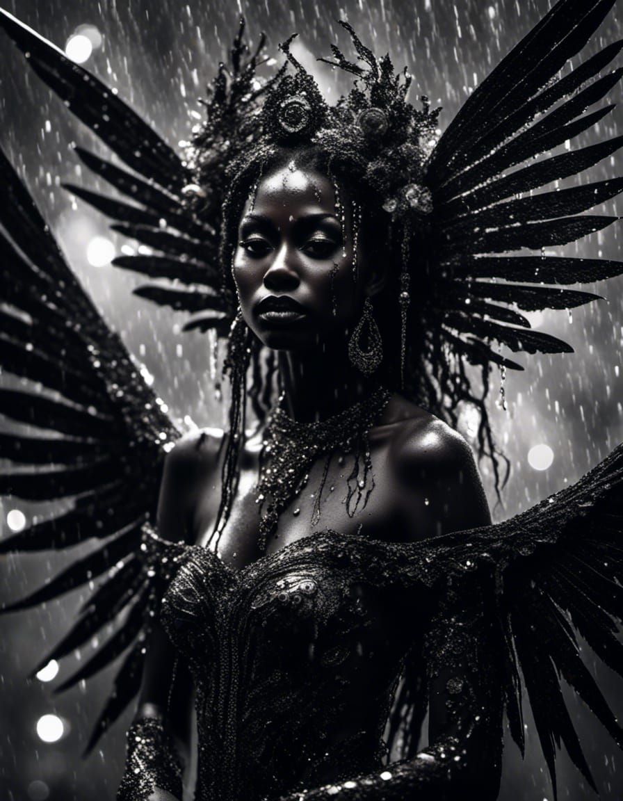 BW Dark Fairy in the Rain 8
