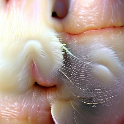 the soft mouth and whiskers of a bunny rabbit