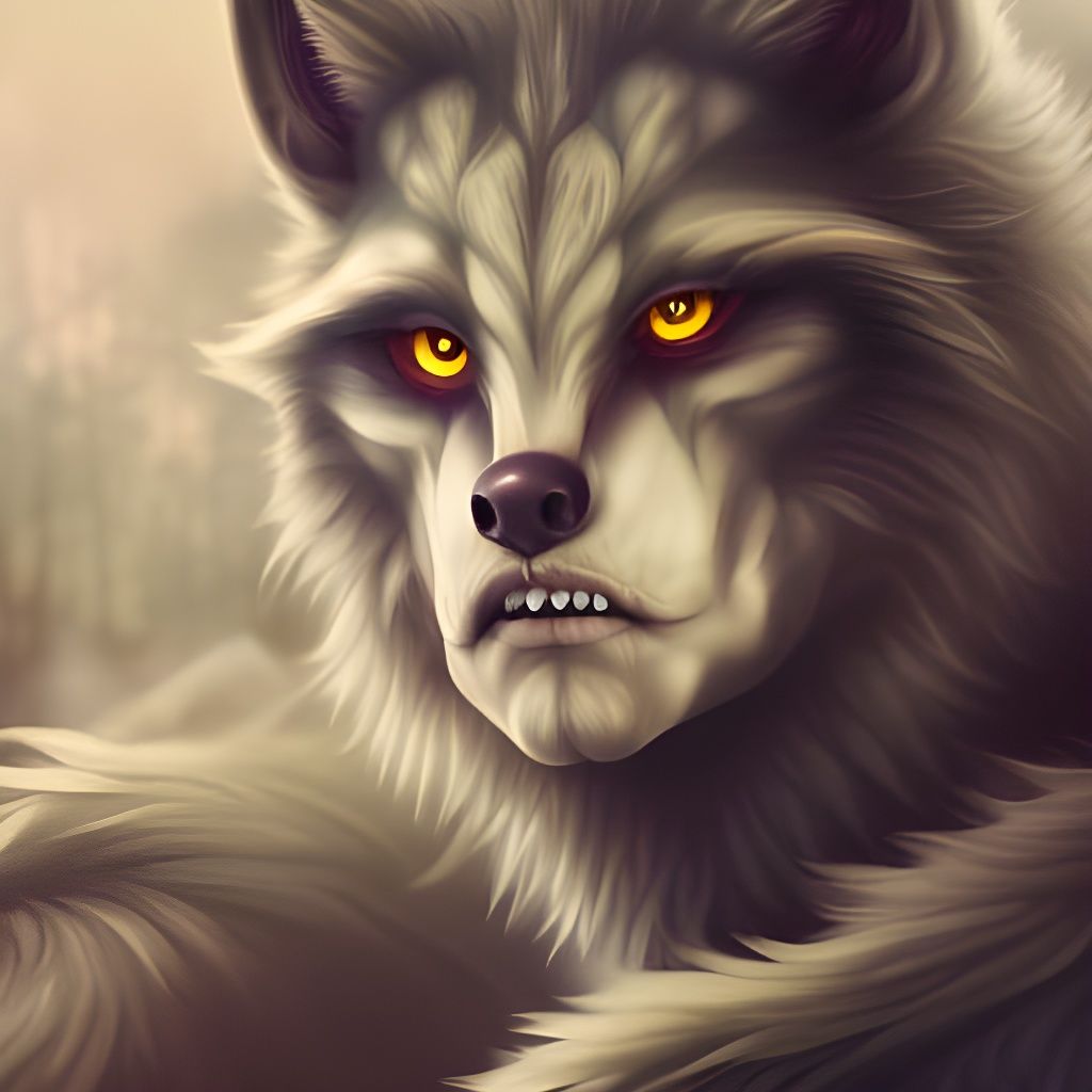 Werewolf shapeshifter Portrait - Silverfang Midshift - AI Generated ...