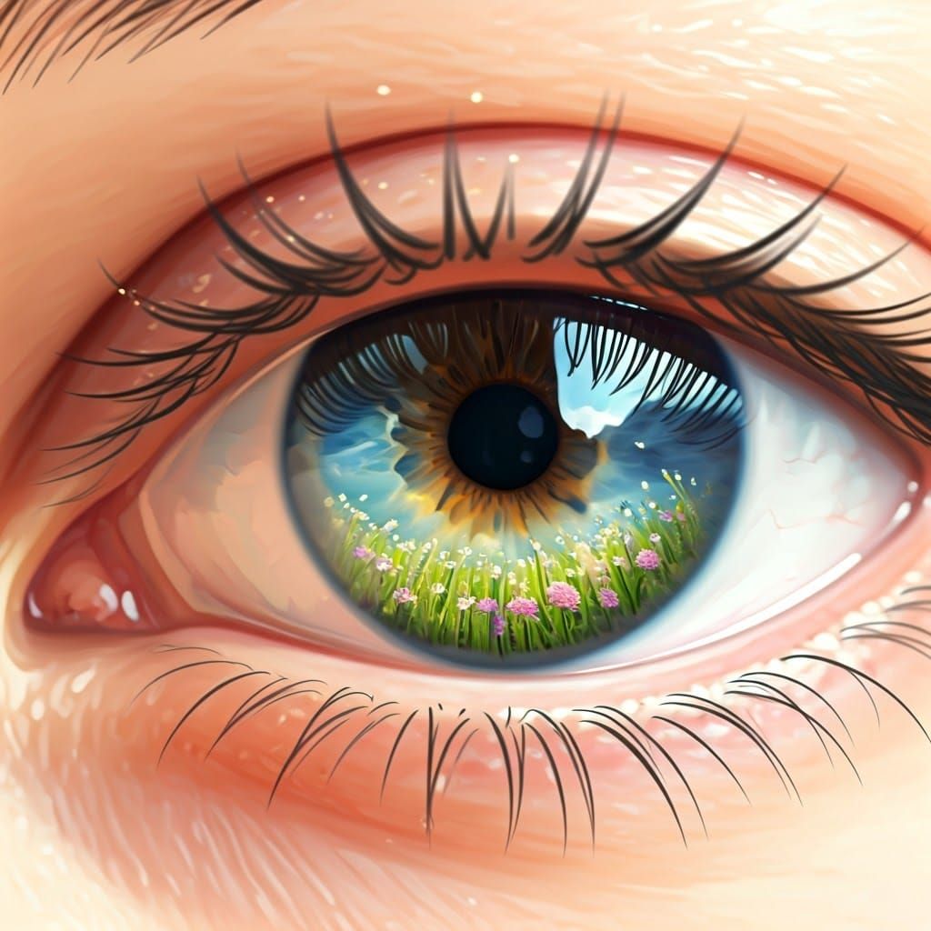 Eye with fantasy meadow AI Generated Artwork NightCafe Creator