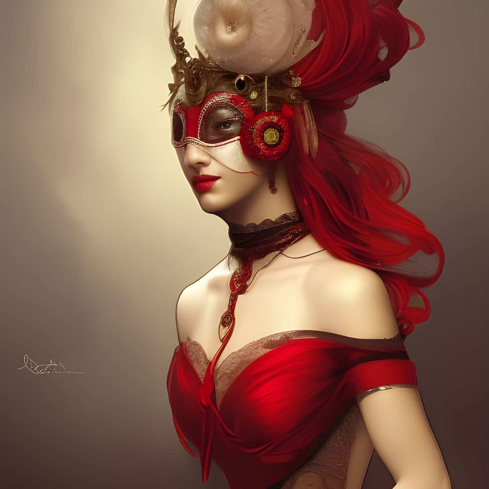 Venetian woman in full costume for a masquerade ball