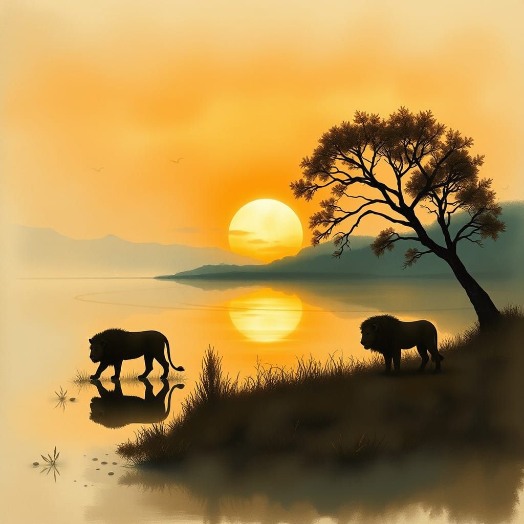 The time when lions go to drink  by @Olchap