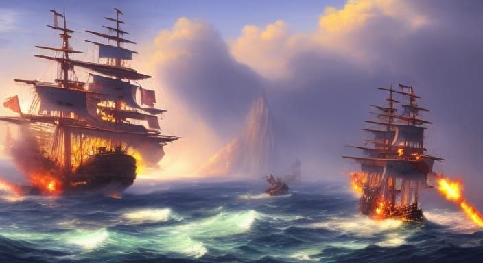 Ships at war.