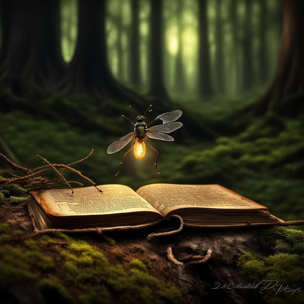 Amidst the tranquil whispers of an ancient forest, a lone firefly discovers a forgotten journal filled ...  by @Mahdi Jabar