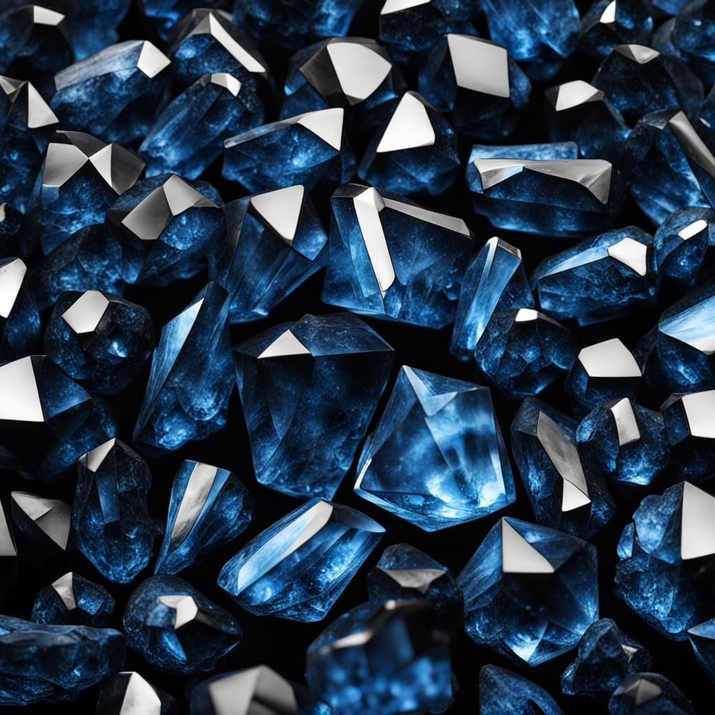 Blue shiny crystal on a black background