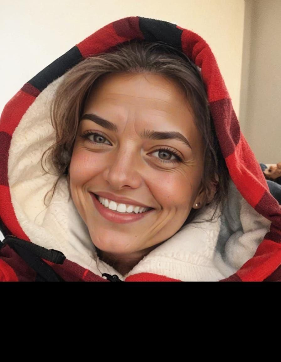 Animated Selfie of Smiling Woman in Hoodie