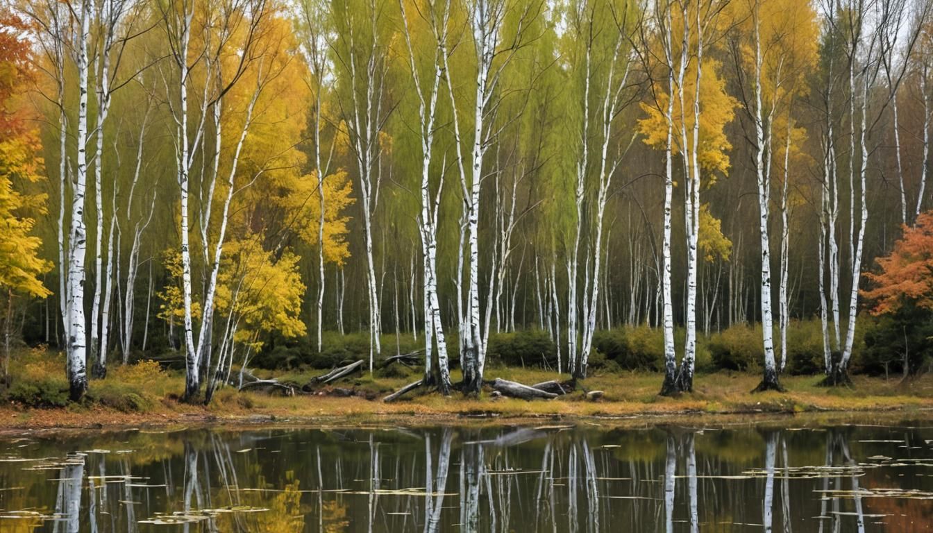 Birch grove in fall