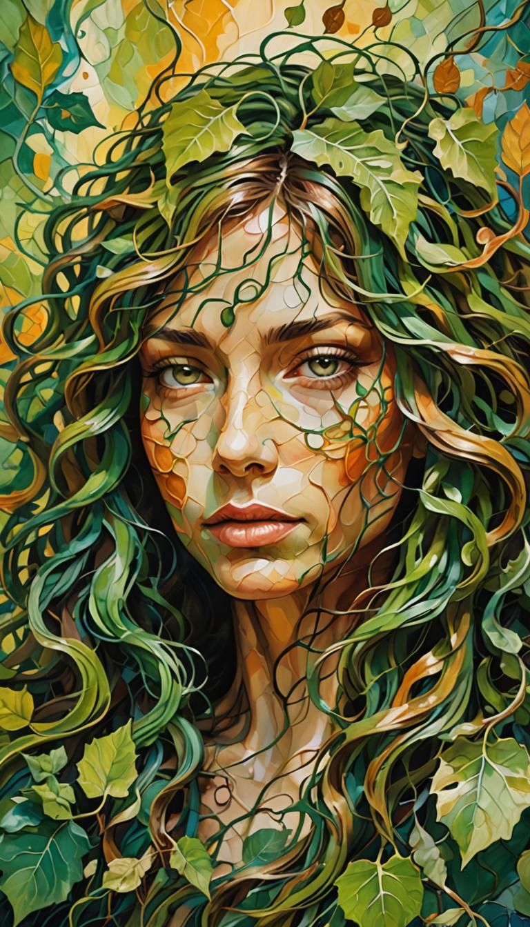 Abstract Nature Fusion in Expressionist Oil Style