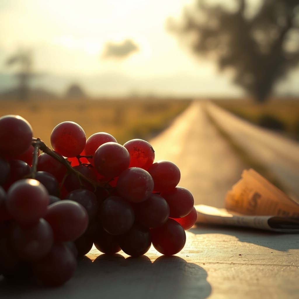 Ripe Red Grapes in Warm Afternoon Light