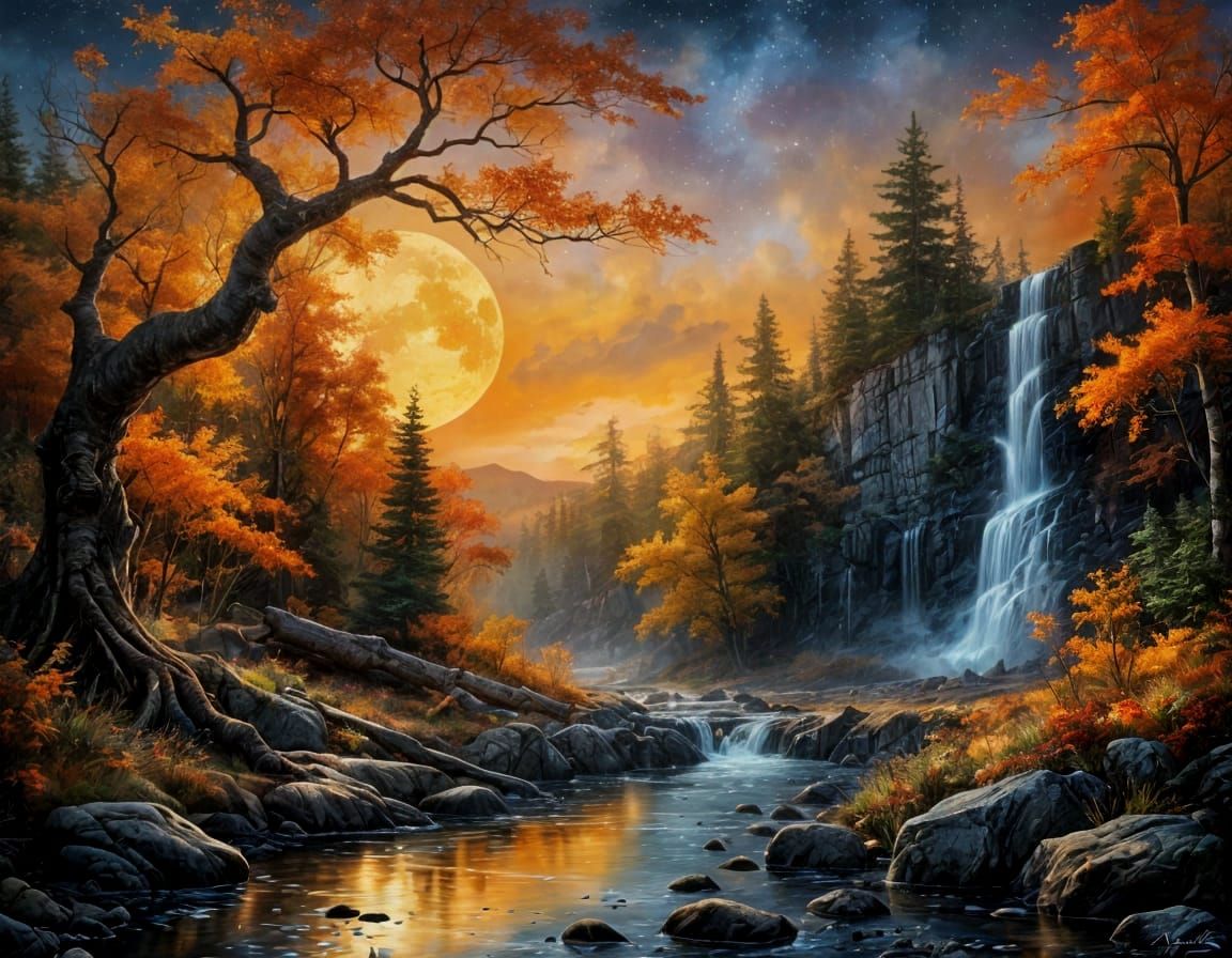 Moonlight Melody at the Falls  by @Dryheat