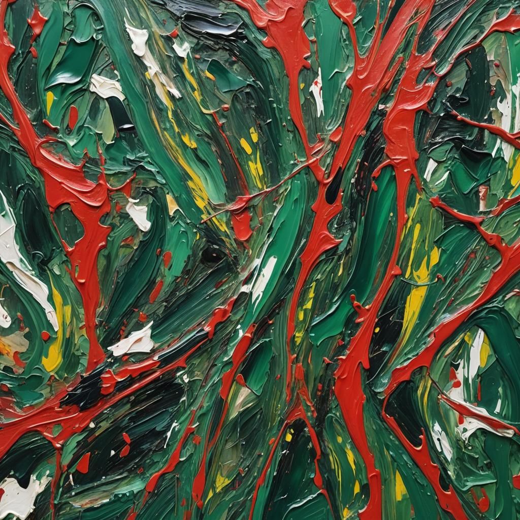 A thick abstract with red green colors