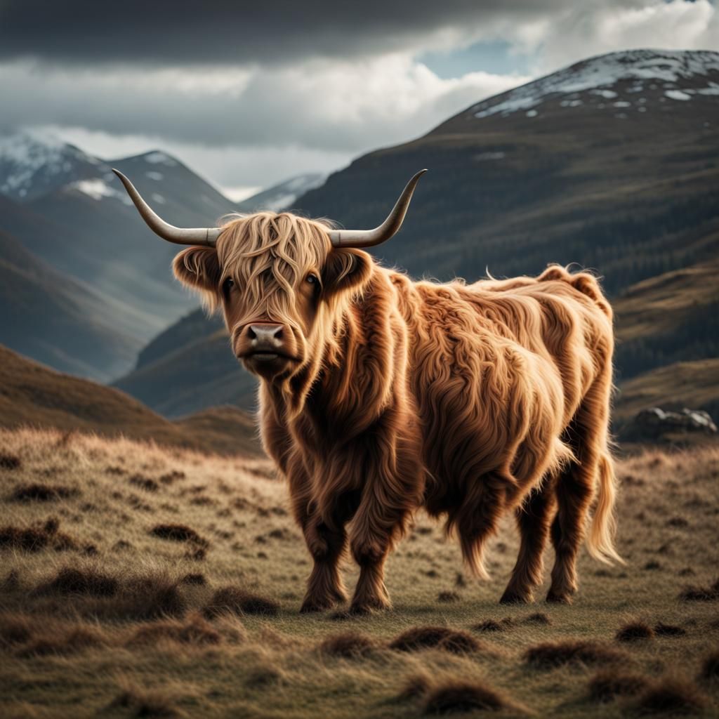 UFO hovering above a highland cow - AI Generated Artwork - NightCafe ...