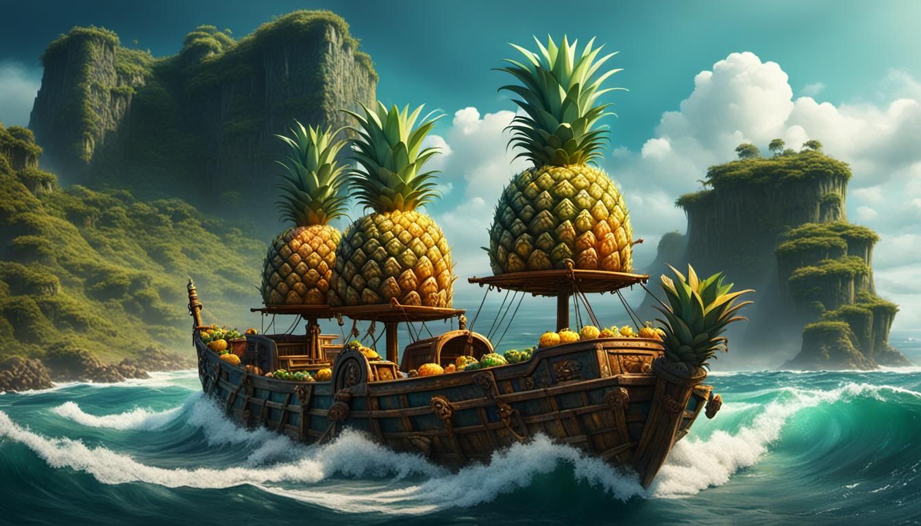 pineapple boat at the sea