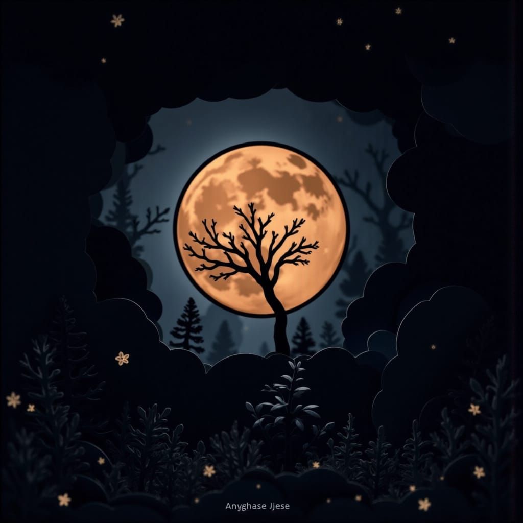  <lora:Shadowbox Cutscape:1.0> Full Moon Lunar Eclipse