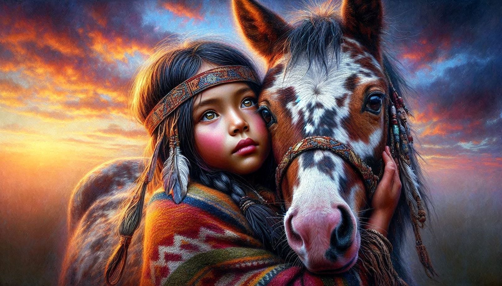 Sioux girl with Appaloosa foal