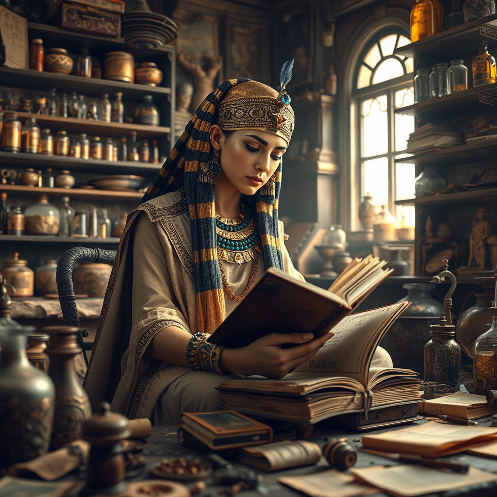 Cleopatra spent a lot of time in a kind of ancient laboratory. She wrote some works related to herbs ...  by @Fletcher Burton