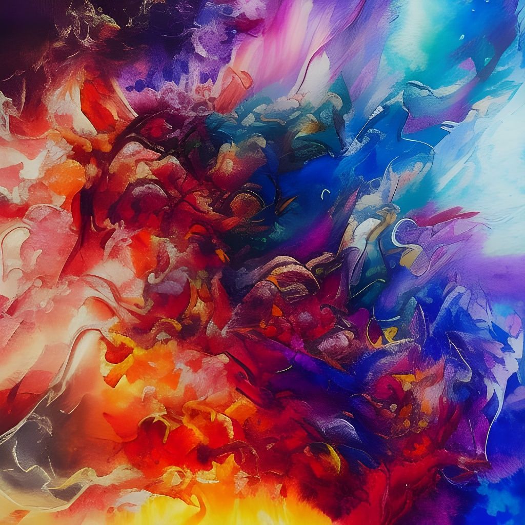 Epic Watercolor Volcano in Impressionistic Style