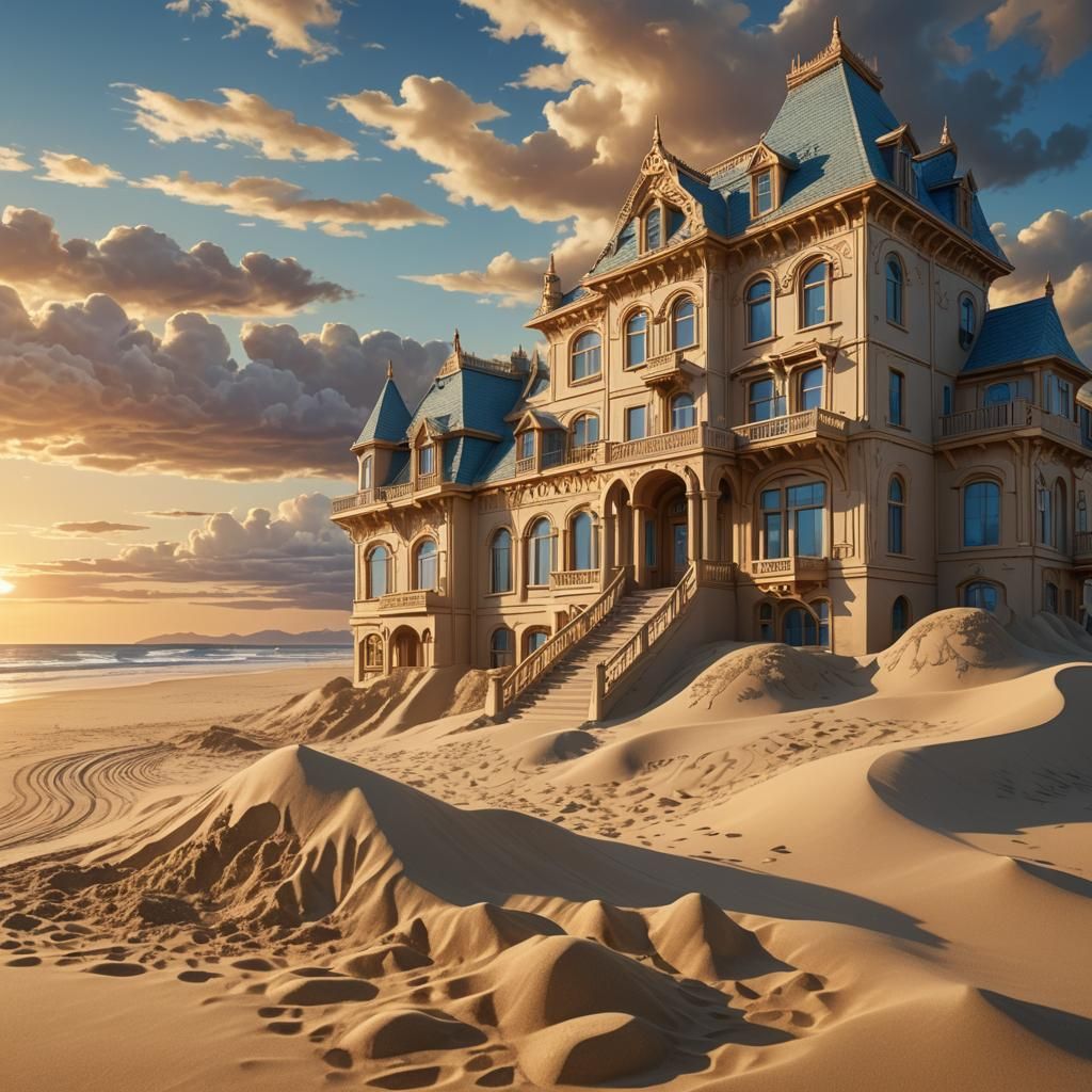 Beach Sand House in Art Nouveau Style