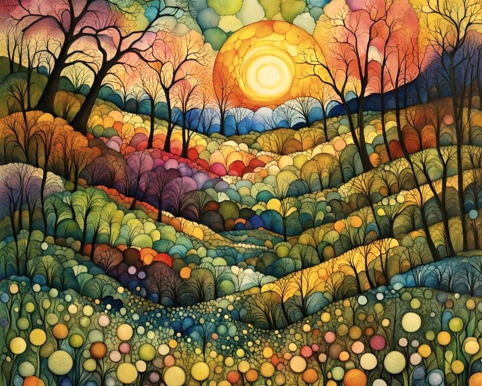 encaustic spring landscape