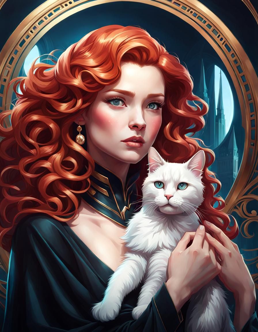 Francesca Capaldi With White Cat Ai Generated Artwork Nightcafe Creator 1018