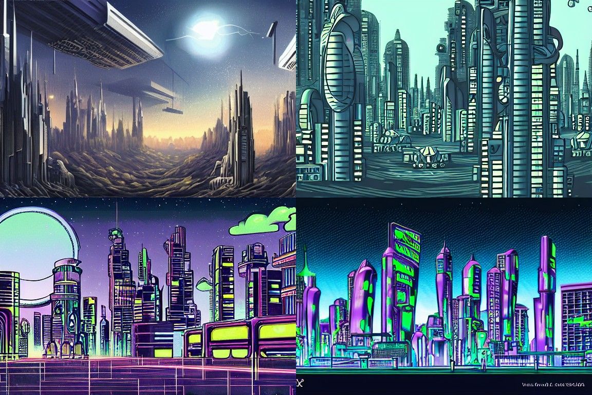 Sci-fi city in the style of Lyco art