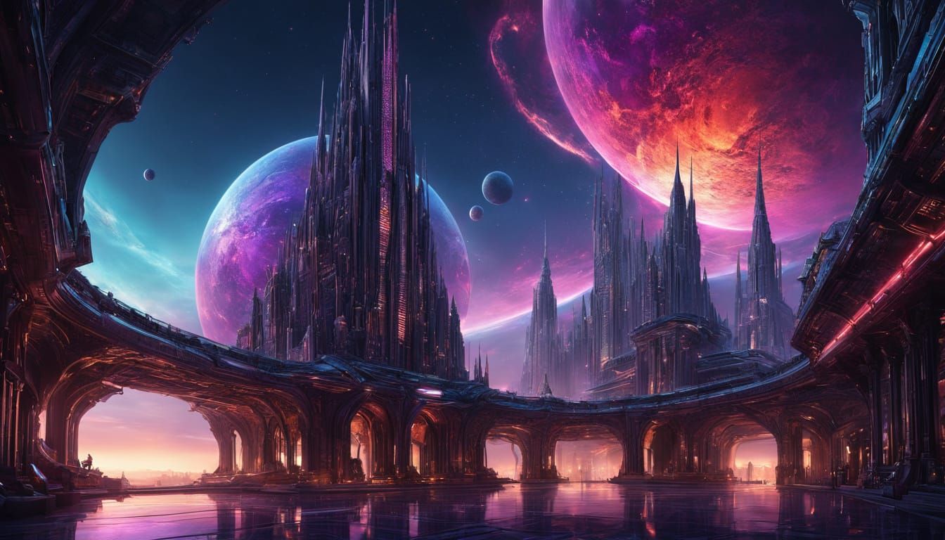 Futuristic Megastructure Spaceship  by @Textured Color