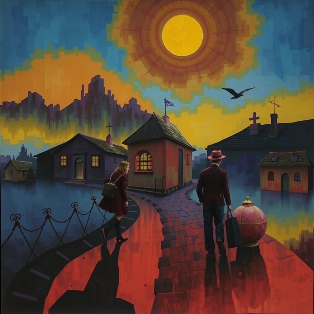 absurd urban scene

professional-photography
double exposure

multi-layered mixed media, gelli print, gel-print, of a Village In the style o...