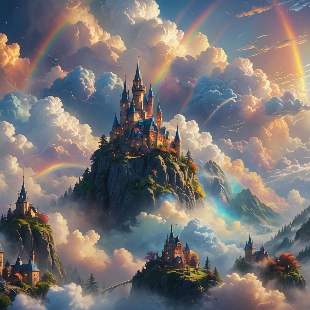 Ethereal Rainbow Fantasy Matte Painting in Pastel Colors