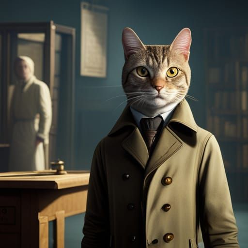 A Cat in A Trench Coat AI Generated Artwork NightCafe Creator