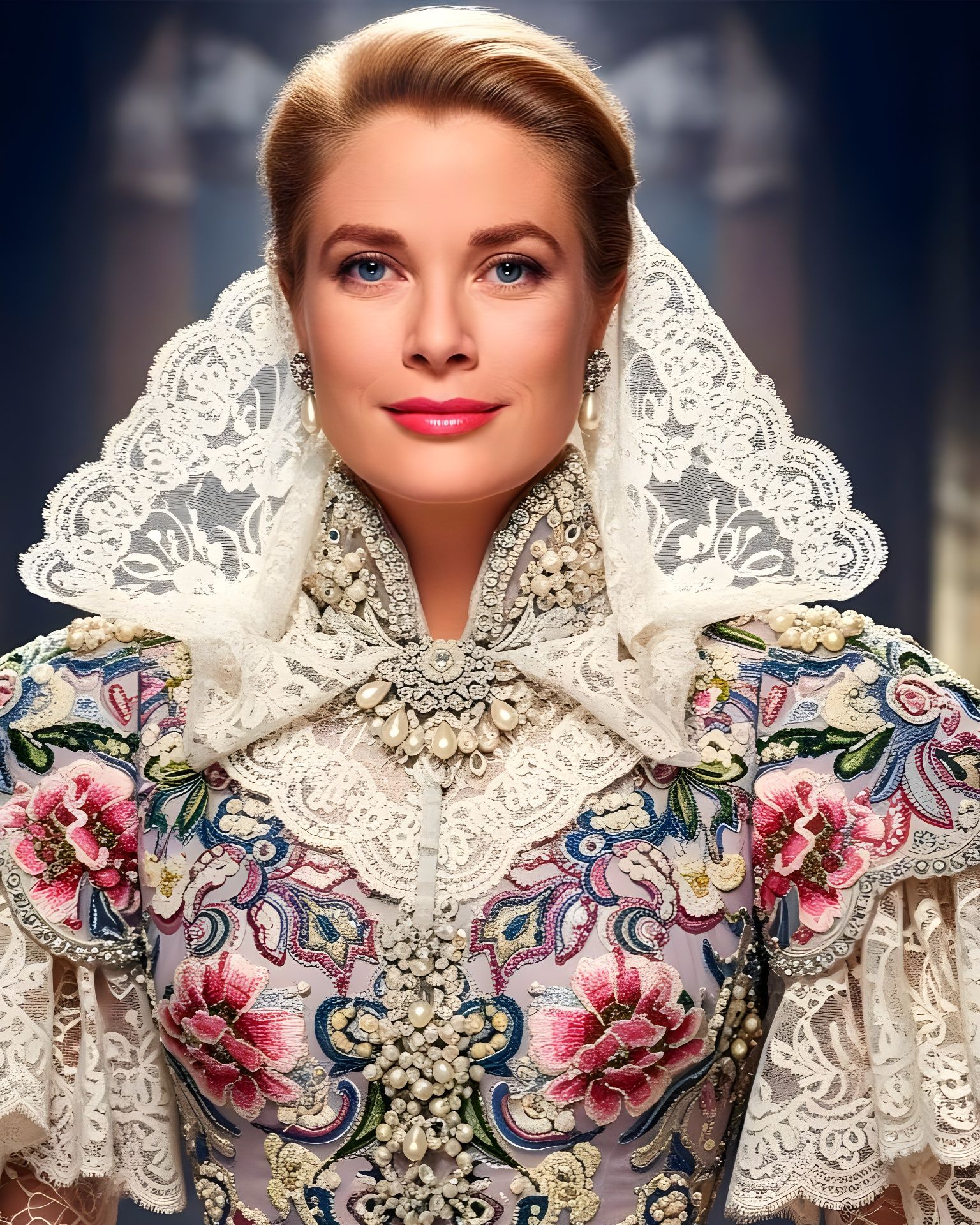 Grace Kelly in Vibrant Embroidery Masterpiece  by @Gary Murakami