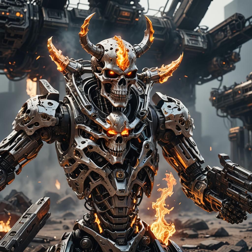 skull demon with fire arm