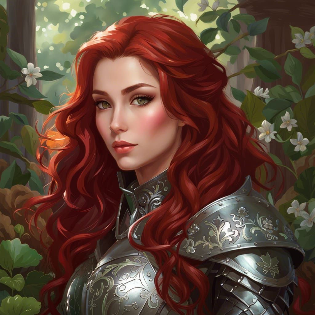 Lady Knight with Red Hair - AI Generated Artwork - NightCafe Creator