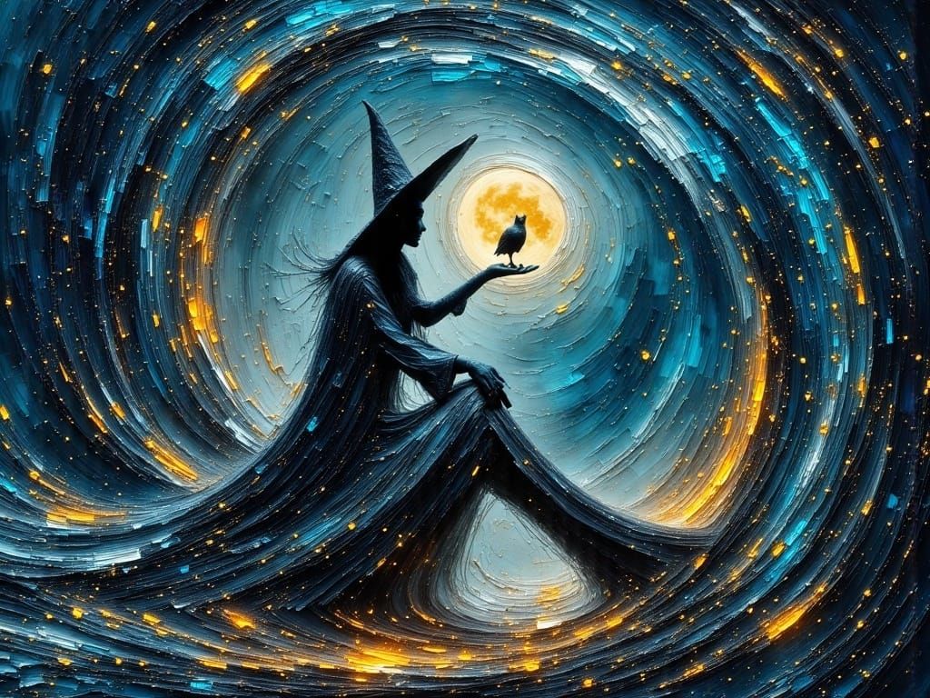 Elise and her owl bask in the moonlight 