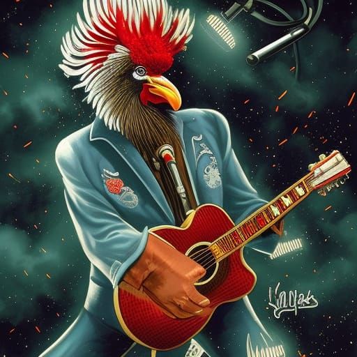 Rock 'n' Roll Rooster - AI Generated Artwork - NightCafe Creator