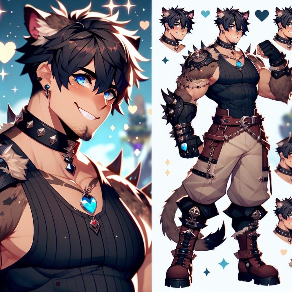 Cute Bear-Humanoid in Anime-Inspired Fantasy Attire