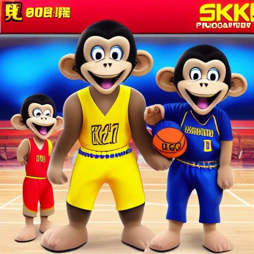Cartoon Monkey Basketball Player in Deep Colors
