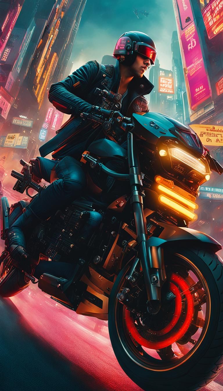 Neoncyber Biker - AI Generated Artwork - NightCafe Creator