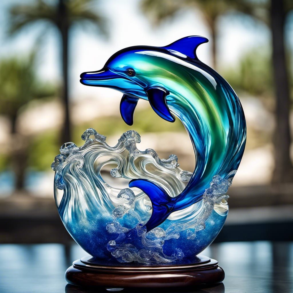 A beautiful blown glass dolphin figurine.  by @CatLover